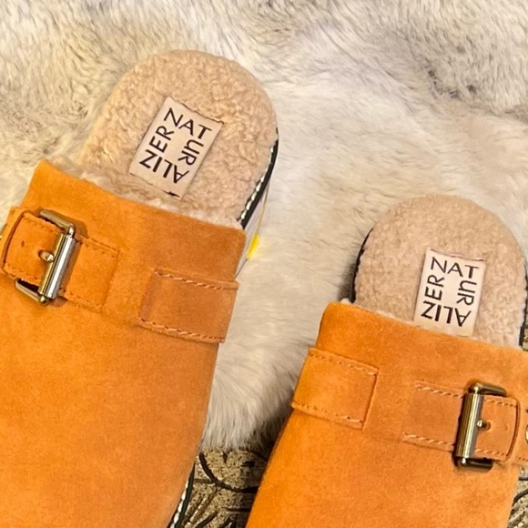 Naturalizer Brown Suede Mules with Buckle - Picture 2 of 11